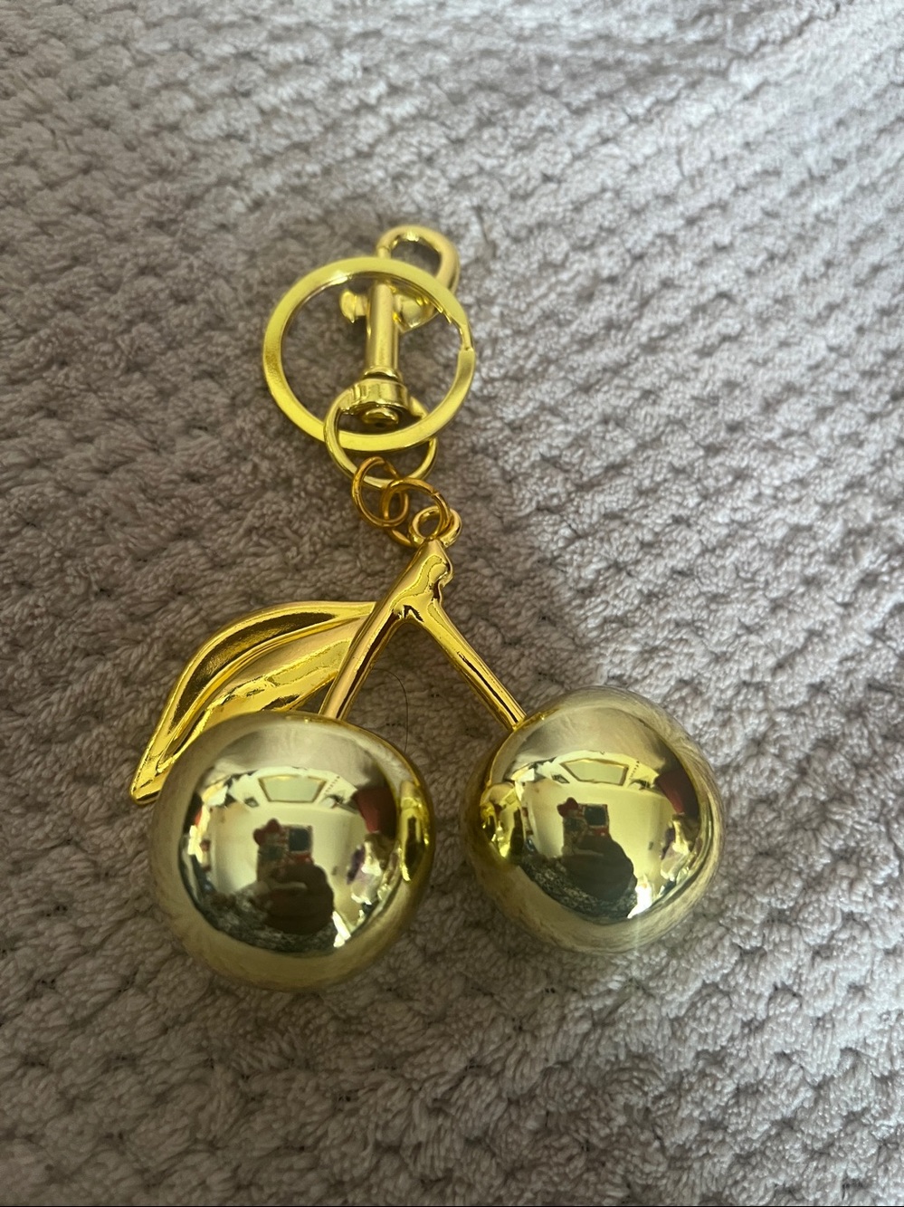Gold Cherry Keychain Charm
